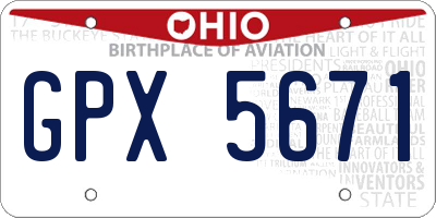 OH license plate GPX5671