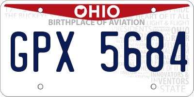 OH license plate GPX5684