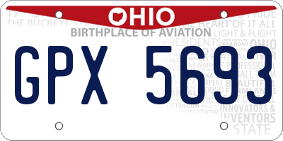 OH license plate GPX5693