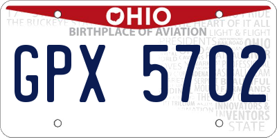 OH license plate GPX5702
