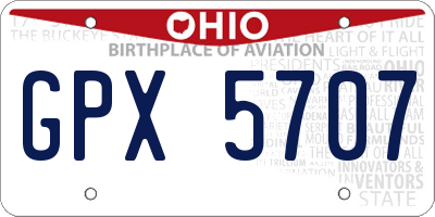 OH license plate GPX5707