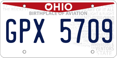 OH license plate GPX5709