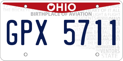 OH license plate GPX5711