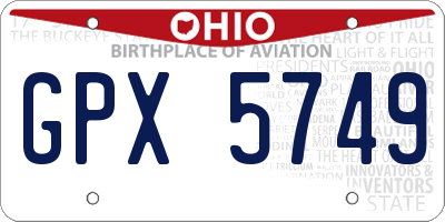 OH license plate GPX5749