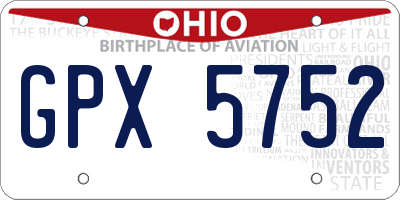 OH license plate GPX5752