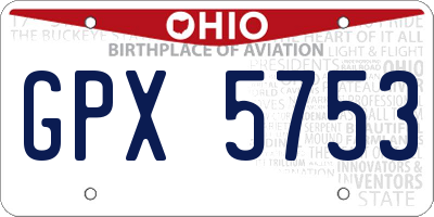 OH license plate GPX5753