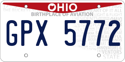 OH license plate GPX5772