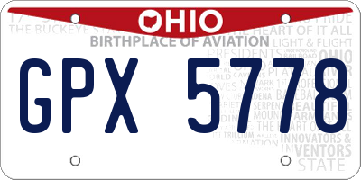 OH license plate GPX5778