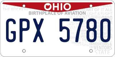 OH license plate GPX5780