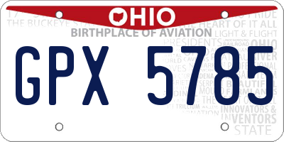 OH license plate GPX5785