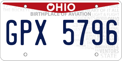 OH license plate GPX5796