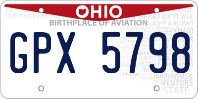 OH license plate GPX5798