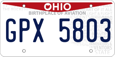OH license plate GPX5803
