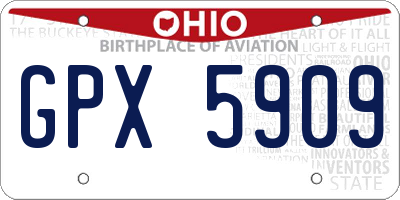 OH license plate GPX5909