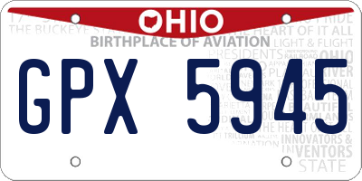 OH license plate GPX5945