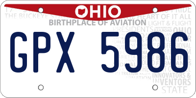 OH license plate GPX5986