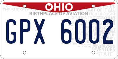 OH license plate GPX6002
