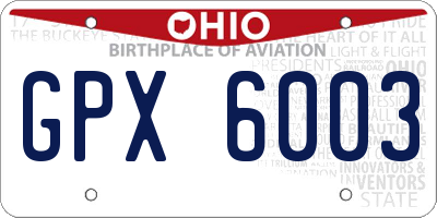 OH license plate GPX6003