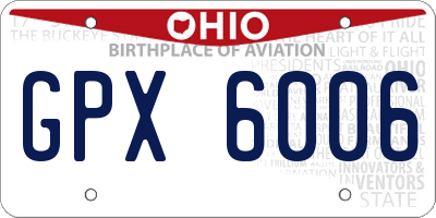OH license plate GPX6006