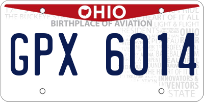 OH license plate GPX6014
