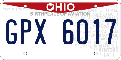 OH license plate GPX6017