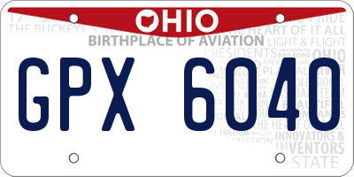 OH license plate GPX6040