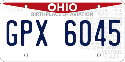 OH license plate GPX6045