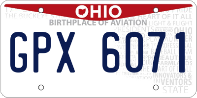 OH license plate GPX6071