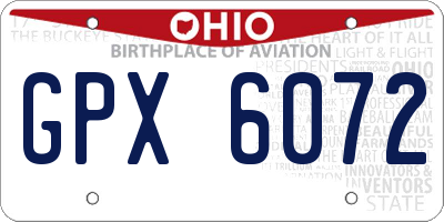OH license plate GPX6072