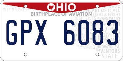 OH license plate GPX6083