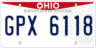 OH license plate GPX6118