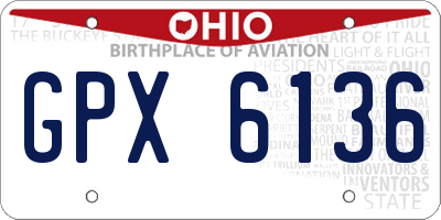 OH license plate GPX6136