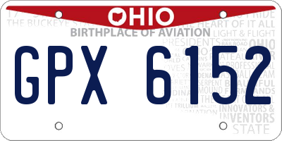 OH license plate GPX6152