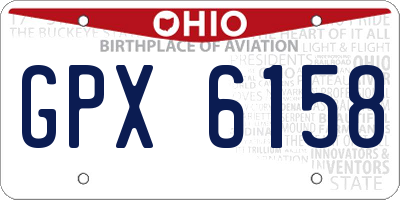 OH license plate GPX6158