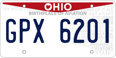 OH license plate GPX6201