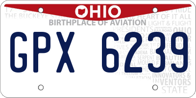 OH license plate GPX6239