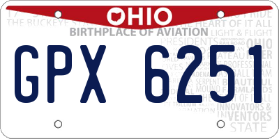 OH license plate GPX6251