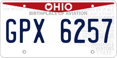 OH license plate GPX6257