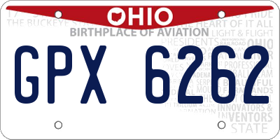 OH license plate GPX6262