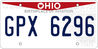 OH license plate GPX6296