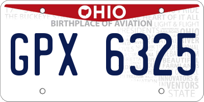 OH license plate GPX6325