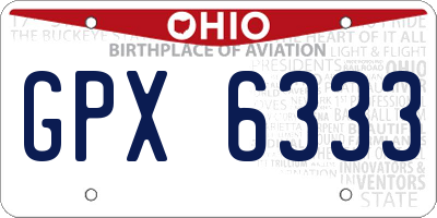OH license plate GPX6333