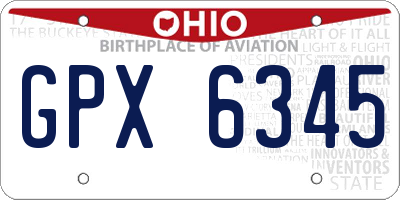 OH license plate GPX6345