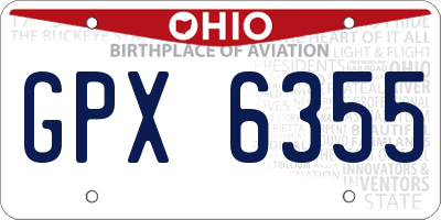 OH license plate GPX6355