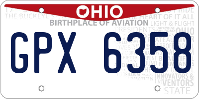 OH license plate GPX6358