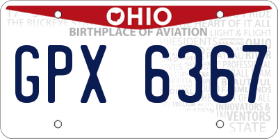OH license plate GPX6367