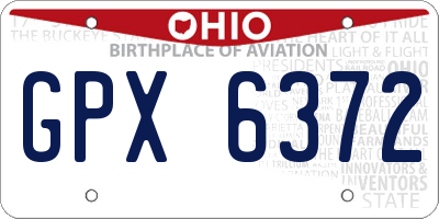 OH license plate GPX6372