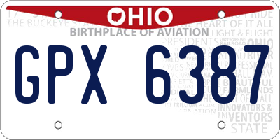 OH license plate GPX6387