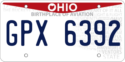 OH license plate GPX6392