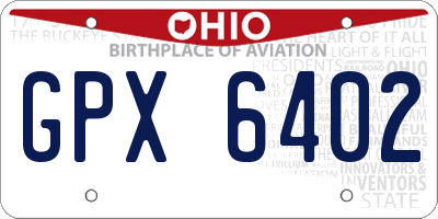 OH license plate GPX6402